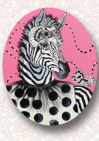 Schilderij getiteld "Lady Zebra" door Stacy Shpak, Origineel Kunstwerk, Acryl