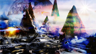 Arts numériques intitulée "Sky City" par Staffprod, Œuvre d'art originale, Modélisation 3D