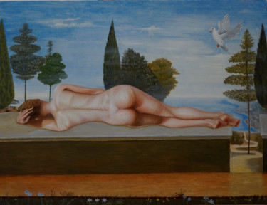 Malerei mit dem Titel "Before the annuncia…" von Stan Bert Singer, Original-Kunstwerk, Öl Auf Holzplatte montiert