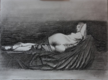 Drawing titled "Woman without dress" by Stan Bert Singer, Original Artwork, Charcoal