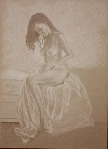 Desenho intitulada "Woman in Bedroom" por Stan Bert Singer, Obras de arte originais, Lápis