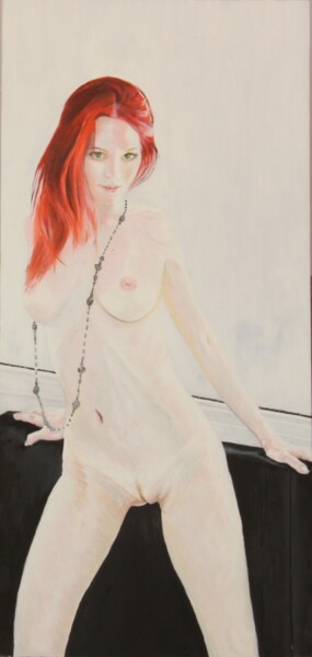 Картина под названием "Red nymph at window" - Stan Bert Singer, Подлинное произведение искусства, Масло