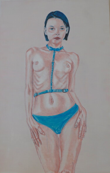 Картина под названием "Girl with the bow t…" - Stan Bert Singer, Подлинное произведение искусства, Масло