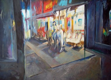Malerei mit dem Titel "City Nocturne" von Stan Bigda, Original-Kunstwerk, Öl