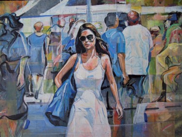 Painting titled "Rush Hour" by Stan Bigda, Original Artwork, Acrylic