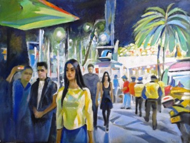 Pintura intitulada "Summer Evening Walk" por Stan Bigda, Obras de arte originais, Óleo