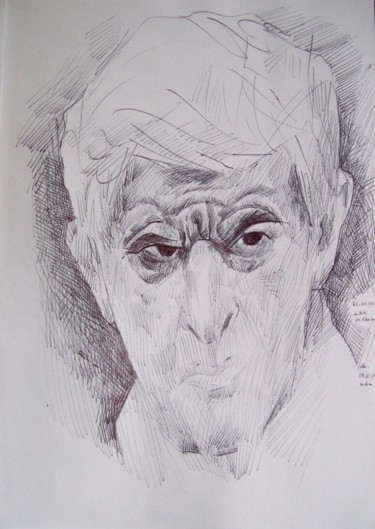 Drawing titled "Le Professeur" by Stan Bigda, Original Artwork, Ink
