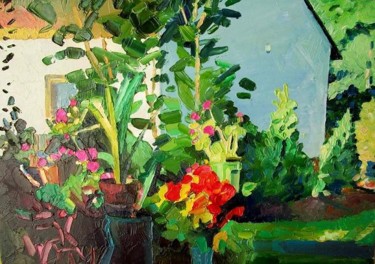 Картина под названием "Flowers impasto" - Stan Bigda, Подлинное произведение искусства, Масло