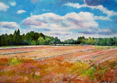 Painting titled "Rye field after the…" by Stan Bigda, Original Artwork, Oil