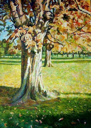 Peinture intitulée "Tree in Kensington…" par Stan Bigda, Œuvre d'art originale, Huile