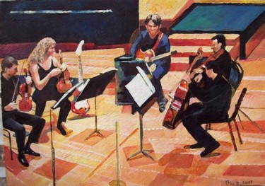 Peinture intitulée "Musical Quintet" par Stan Bigda, Œuvre d'art originale, Huile