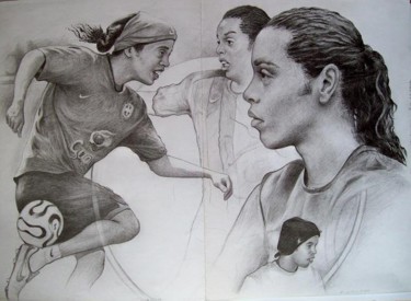 Drawing titled "Ronaldinho, the ex-…" by Stan Bigda, Original Artwork, Graphite