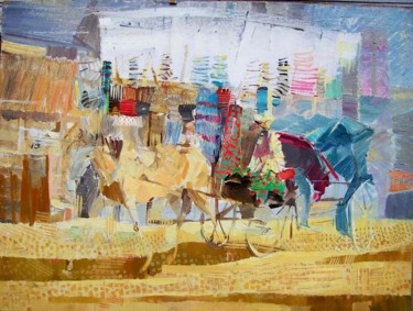 Painting titled "Lady on a Carriage" by Stan Bigda, Original Artwork, Oil