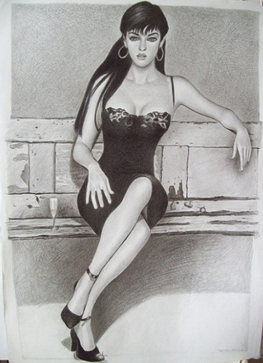 Painting titled "Lady in black" by Stan Bigda, Original Artwork
