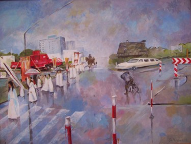Painting titled "On the crossroads" by Stan Bigda, Original Artwork, Acrylic