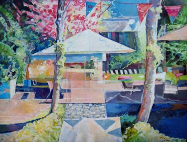 Painting titled "Swimming pool" by Stan Bigda, Original Artwork, Acrylic