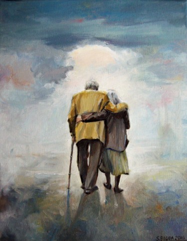 Painting titled "Stroll" by Stan Bigda, Original Artwork, Oil