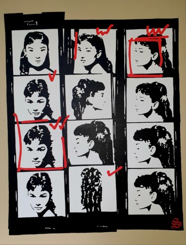 Painting titled "AUDREY CONTACT SHEE…" by Stan, Original Artwork, Acrylic Mounted on Wood Stretcher frame
