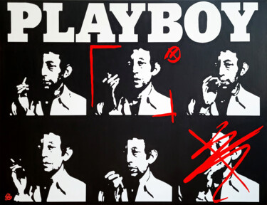 Painting titled "PLAYBOY GAINSBOURG" by Stan, Original Artwork, Acrylic Mounted on Wood Stretcher frame