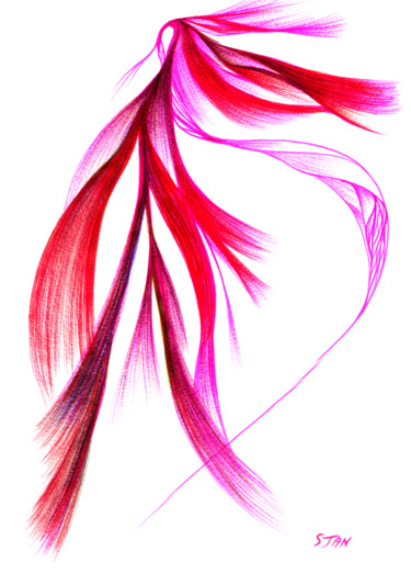 Dessin intitulée "lady-in-pink.png" par Stan.Phi, Œuvre d'art originale, Stylo à bille