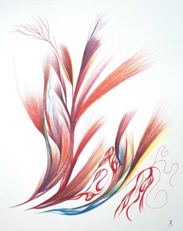 Dessin intitulée "burning-flowers.jpg" par Stan.Phi, Œuvre d'art originale, Stylo à bille