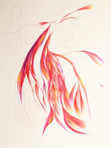 Drawing titled "red-lady.jpg" by Stan.Phi, Original Artwork, Ballpoint pen