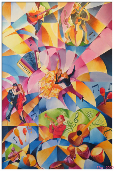 Schilderij getiteld "Salsa" door Patrice Bailly (stan), Origineel Kunstwerk, Olie