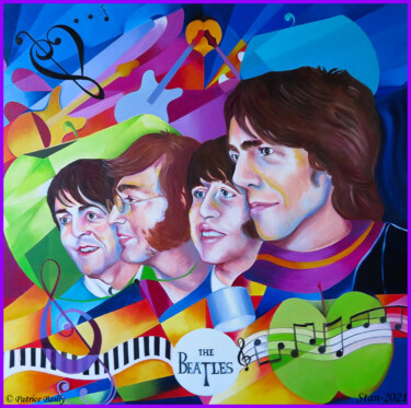 Painting titled "Fab Four" by Patrice Bailly (stan), Original Artwork, Oil