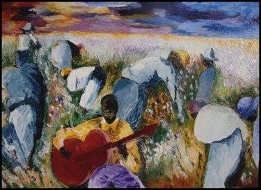 Peinture intitulée "naissance du blues" par Patrice Bailly (stan), Œuvre d'art originale, Huile