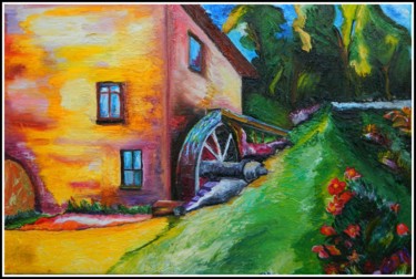Peinture intitulée "moulin-d-auvergne.j…" par Patrice Bailly (stan), Œuvre d'art originale, Huile