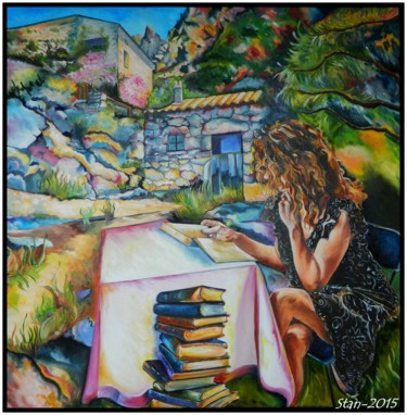 Painting titled "les-vieux-livres-hu…" by Patrice Bailly (stan), Original Artwork, Oil