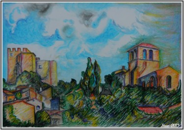 Painting titled "montaigut-le-blanc-…" by Patrice Bailly (stan), Original Artwork, Pastel