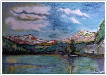 Pintura intitulada "lac-chambon-pastel-…" por Patrice Bailly (stan), Obras de arte originais, Pastel