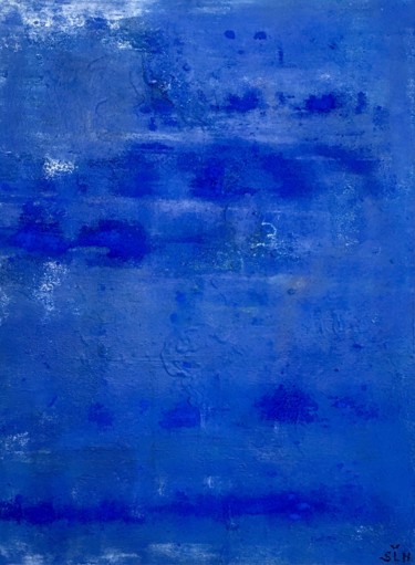 Painting titled "SLH-artwork 3 - bleu" by Sabine Leclercq Haanaes, Original Artwork, Acrylic