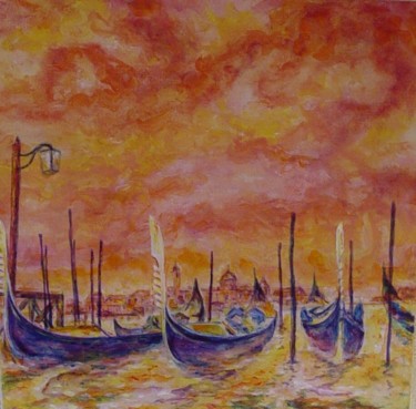 Peinture intitulée "Trois gondoles" par Robert Meeder, Œuvre d'art originale