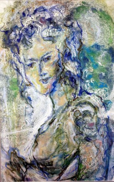 Peinture intitulée "Portrait en vert" par Robert Meeder, Œuvre d'art originale