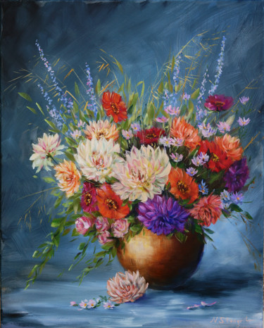 Painting titled "Autumn bouquet" by Natalia Stangrit, Original Artwork, Oil