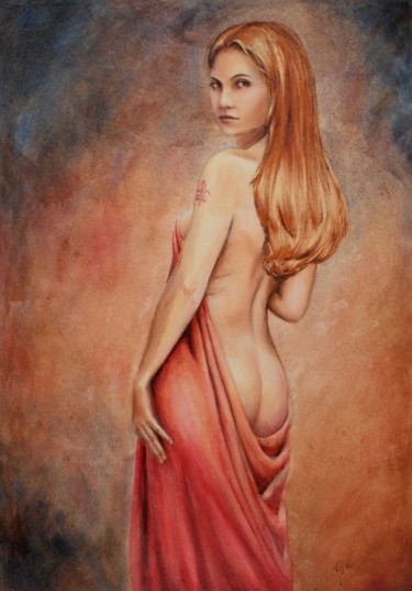 Картина под названием "Blooming Lily" - Natalia Stangrit, Подлинное произведение искусства, Масло