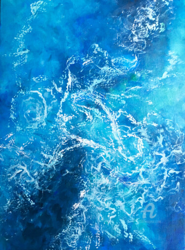 Painting titled "OCEAN 112" by Natalia Stanova, Original Artwork, Oil Mounted on Wood Stretcher frame
