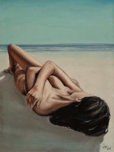 Painting titled "Beach 15 / #artists…" by Stanimir Stoykov, Original Artwork, Oil