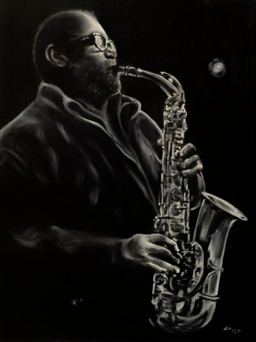 Schilderij getiteld "Saxophone" door Stanimir Stoykov, Origineel Kunstwerk, Olie