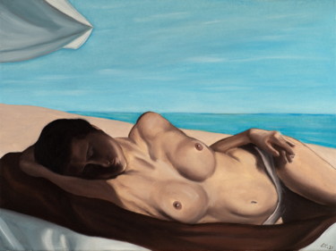 Painting titled "Beach 23" by Stanimir Stoykov, Original Artwork, Oil