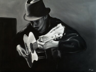 Painting titled "Guitar player" by Stanimir Stoykov, Original Artwork, Oil