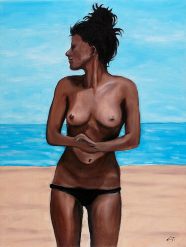 Painting titled "Beach 24" by Stanimir Stoykov, Original Artwork, Oil