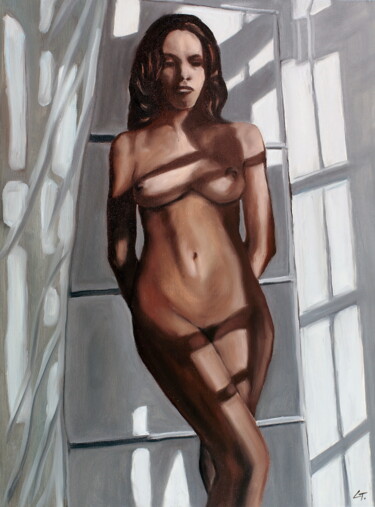 Painting titled "Near the window" by Stanimir Stoykov, Original Artwork, Oil