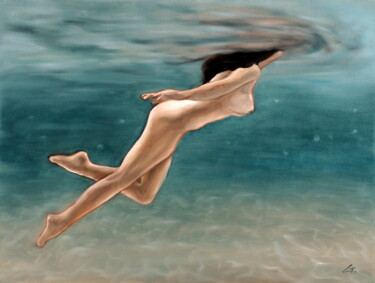 Painting titled "Swimming" by Stanimir Stoykov, Original Artwork, Oil