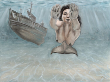 Pittura intitolato "Mermaid" da Stanimir Stoykov, Opera d'arte originale, Olio