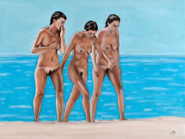 Painting titled "Beach 27" by Stanimir Stoykov, Original Artwork, Oil