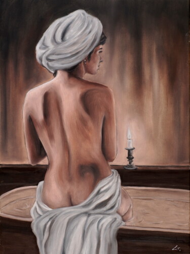 Pintura intitulada "In the bathroom" por Stanimir Stoykov, Obras de arte originais, Óleo