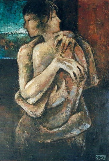 Painting titled "Embrace" by Stanislao, Original Artwork, Oil